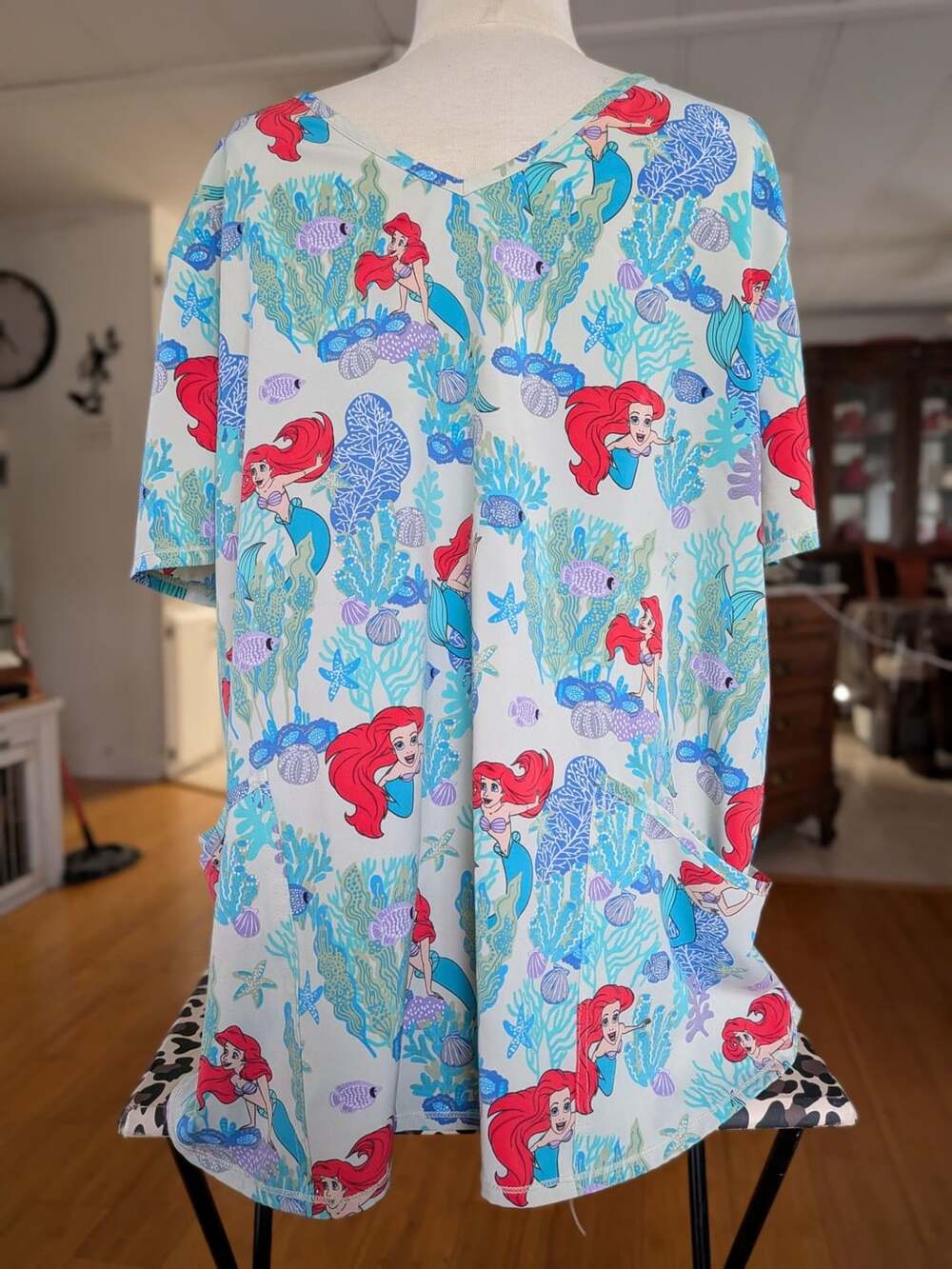 Disney The Little Mermaid Ariel Scrub Top Medical Uniform 2XL